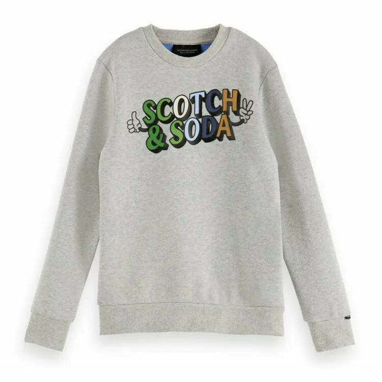 Double Faced Sweatshirt With Artwork - Grey Melange