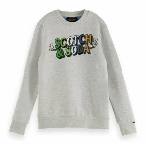 Double Faced Sweatshirt With Artwork - Grey Melange