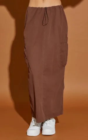 Drawstring Slit Back Midi Skirt