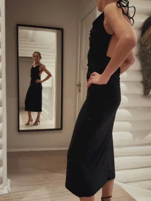 DRESS WITH GLITTER - BLACK