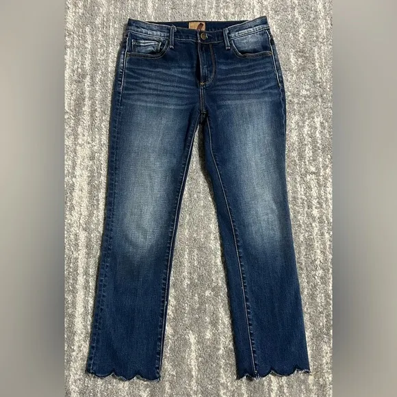 Driftwood Candace Jeans Womens Sz 27 Cropped Blue Denim Scalloped Hem Medium Wsh