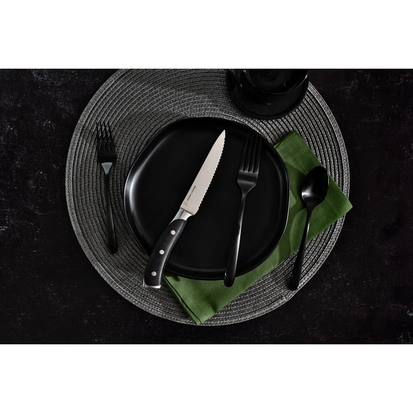 Dura Living Elite Razor-Sharp 8-Piece Steak Knife Set - Black