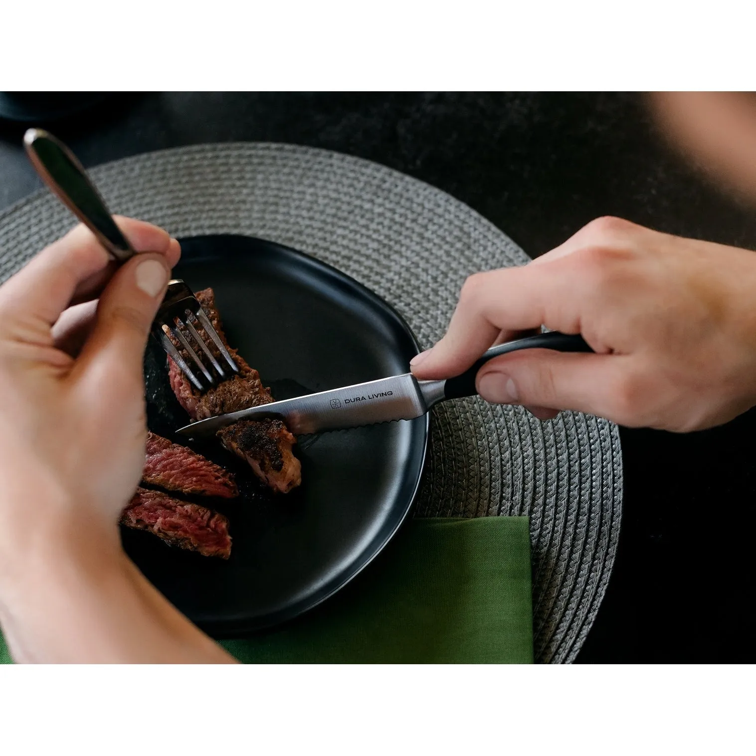 Dura Living Elite Razor-Sharp 8-Piece Steak Knife Set - Black