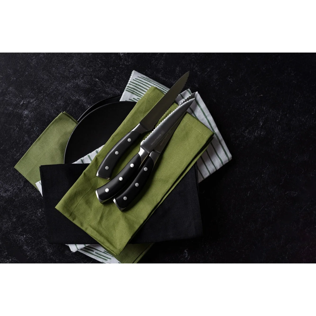 Dura Living Elite Razor-Sharp 8-Piece Steak Knife Set - Black