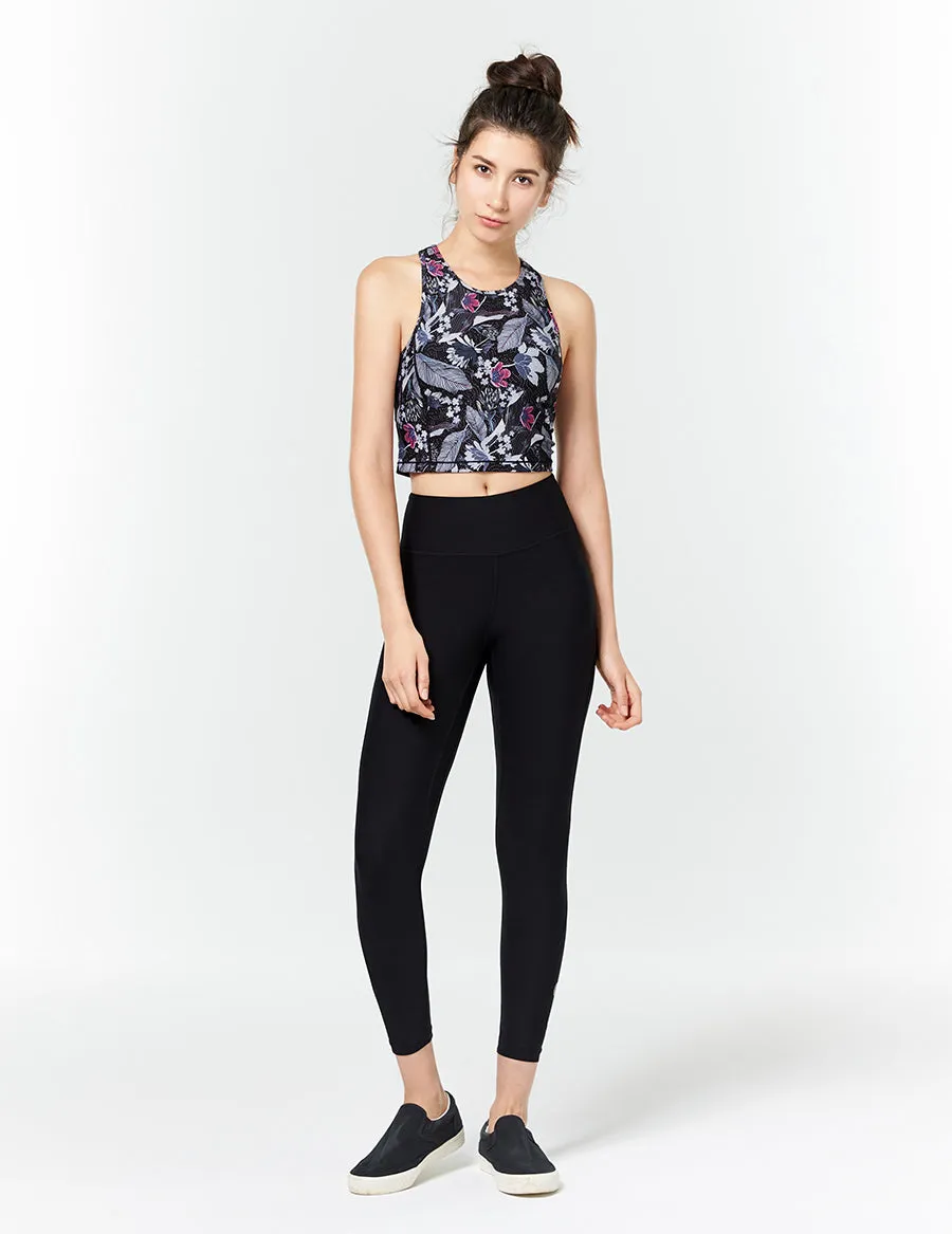 easyoga LA-VEDA Prima Cropped Tank - FD2 Africa Bouquet Black