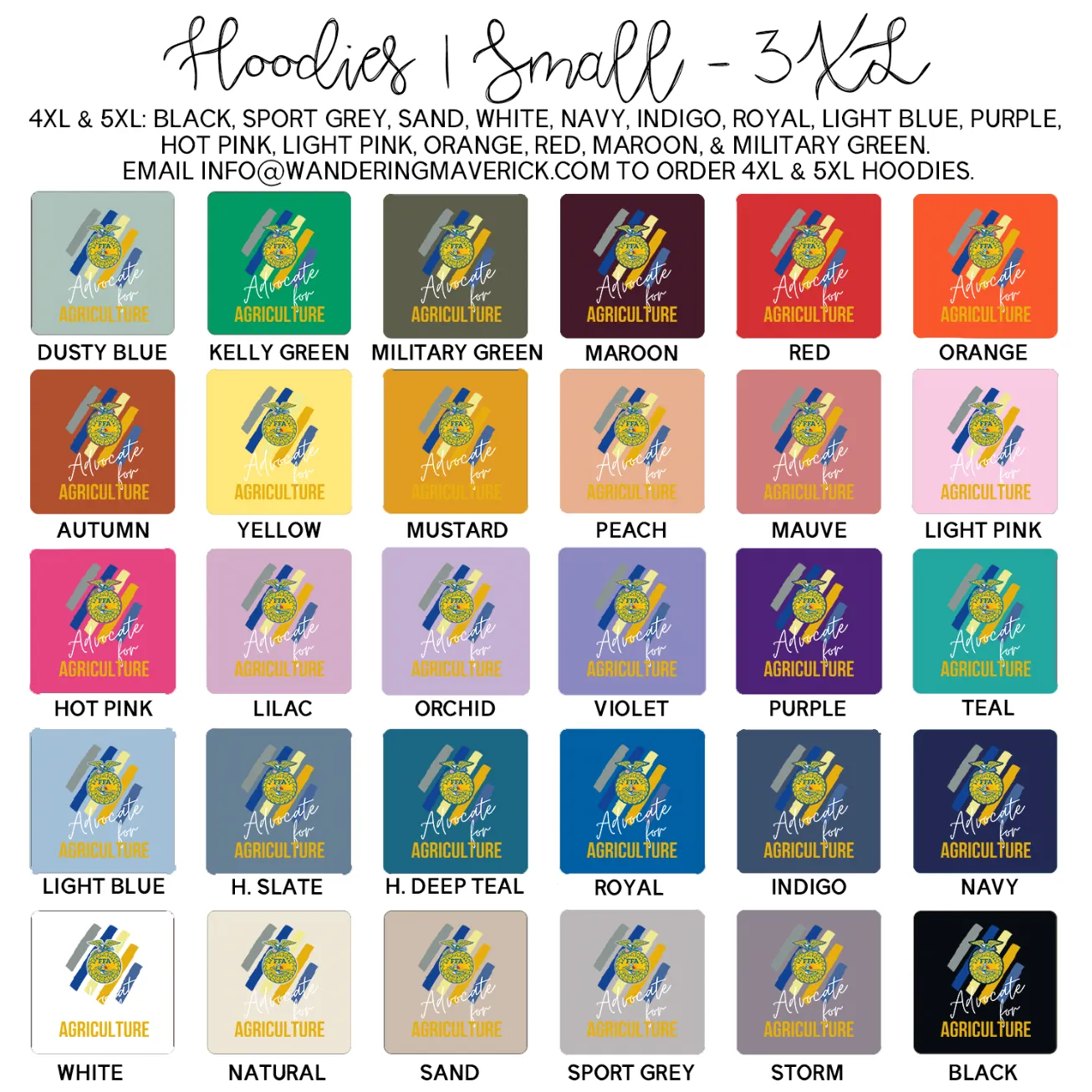 Emblem Agvocate For Agriculture Color Hoodie (S-3XL) Unisex - Multiple Colors!