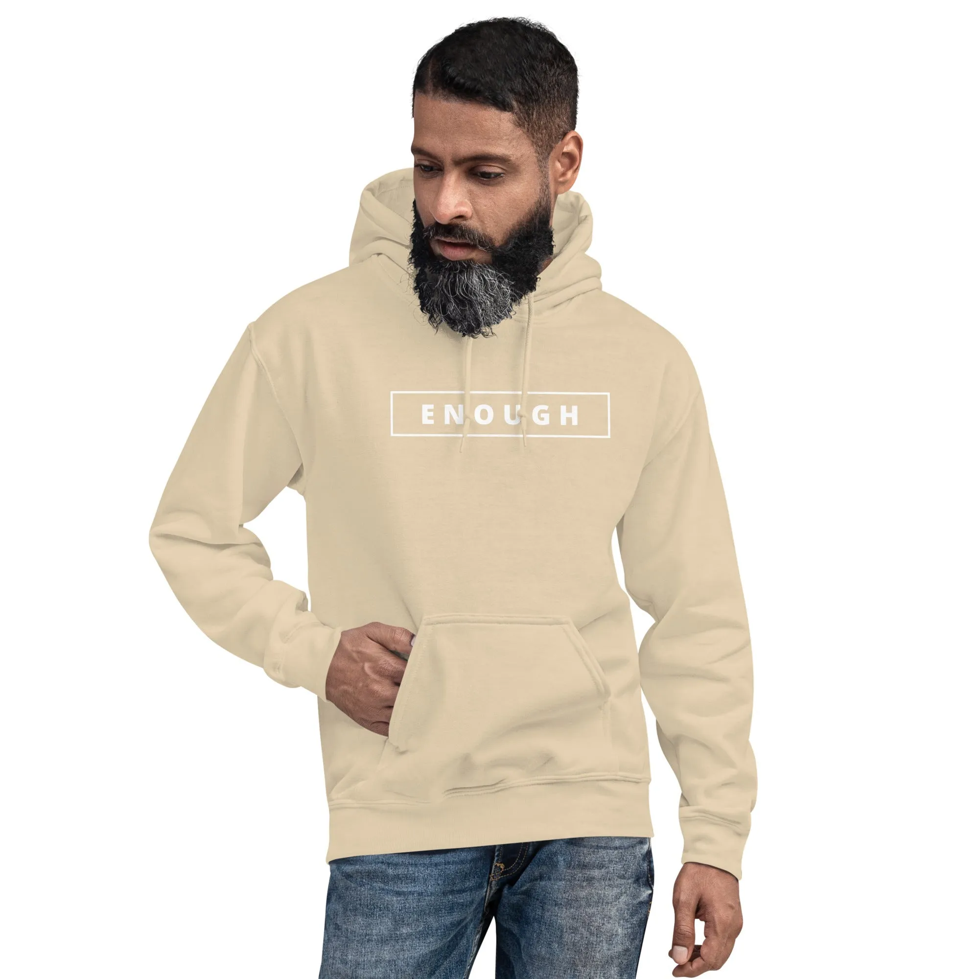 ENOUGH Positivity Motivational Mental Health Message Hoodie for Men