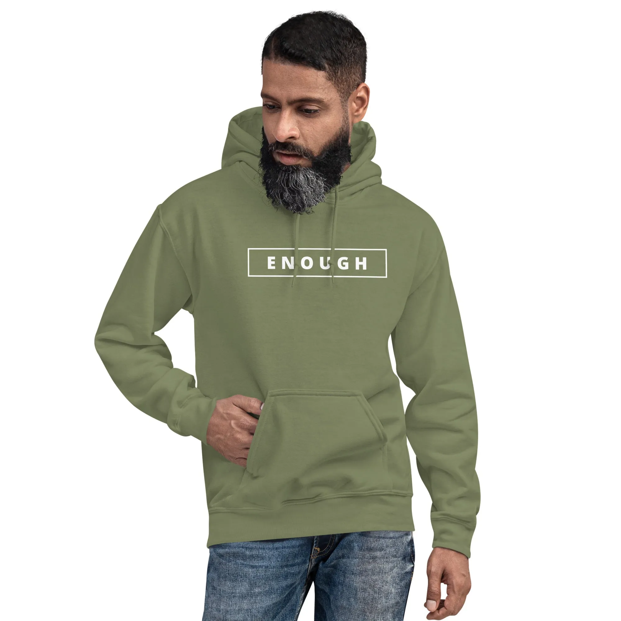 ENOUGH Positivity Motivational Mental Health Message Hoodie for Men