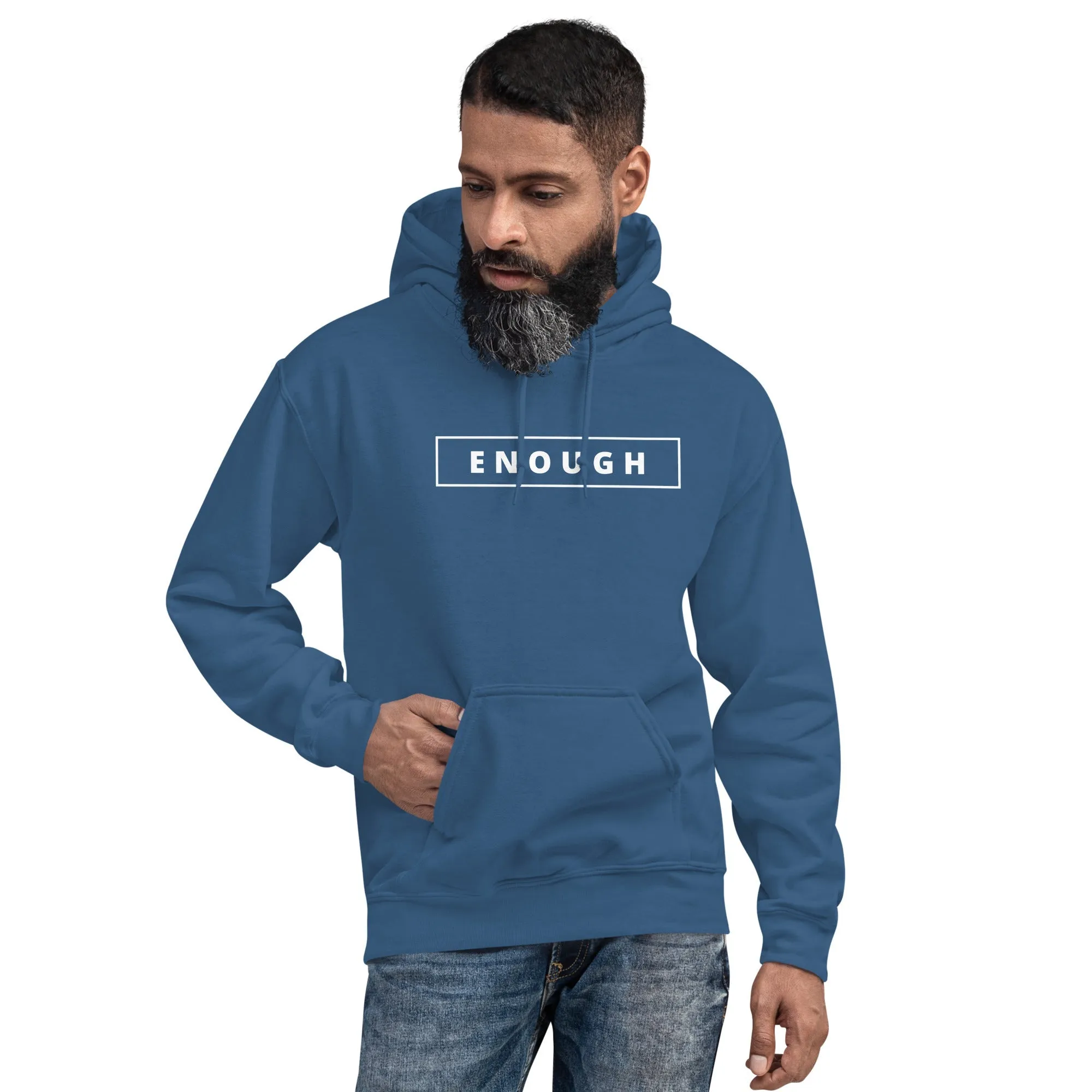 ENOUGH Positivity Motivational Mental Health Message Hoodie for Men