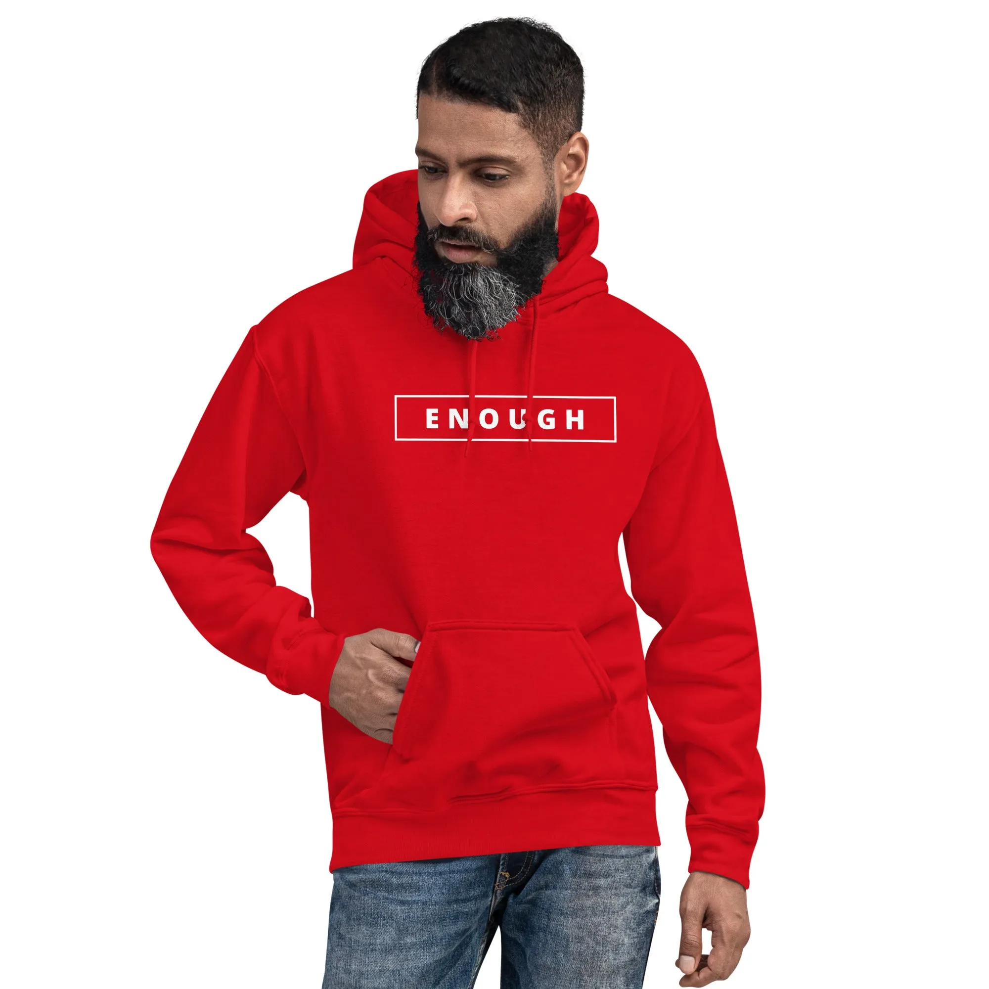 ENOUGH Positivity Motivational Mental Health Message Hoodie for Men