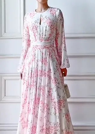 Erin Hollow Out Ruched High Waist Slim Long Dress