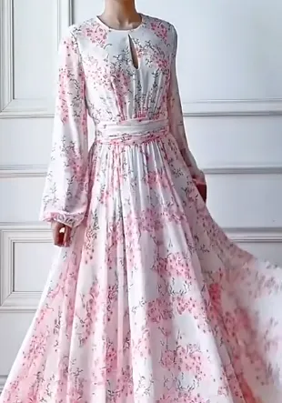 Erin Hollow Out Ruched High Waist Slim Long Dress