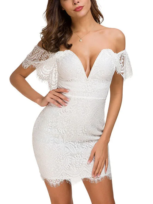 Fashion Sexy Nightclub Women's Slim Slimming Lace Dress Bag Hip Low Chest Skirt