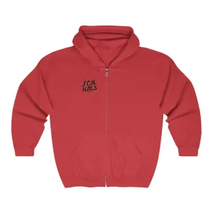 FCK HMS Script Black & Red Unisex Heavy Blend™ Full Zip Hooded Sweatshirt