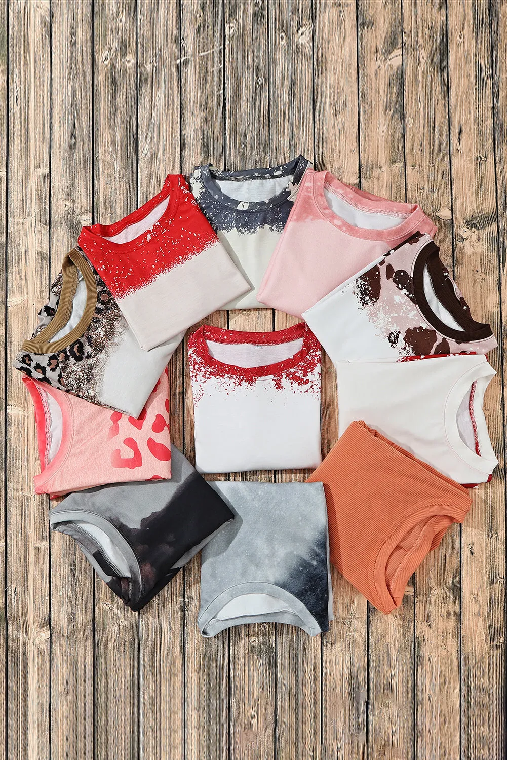 Fiery Red Tie-dyed Crew Neck Pullover Sweatshirt