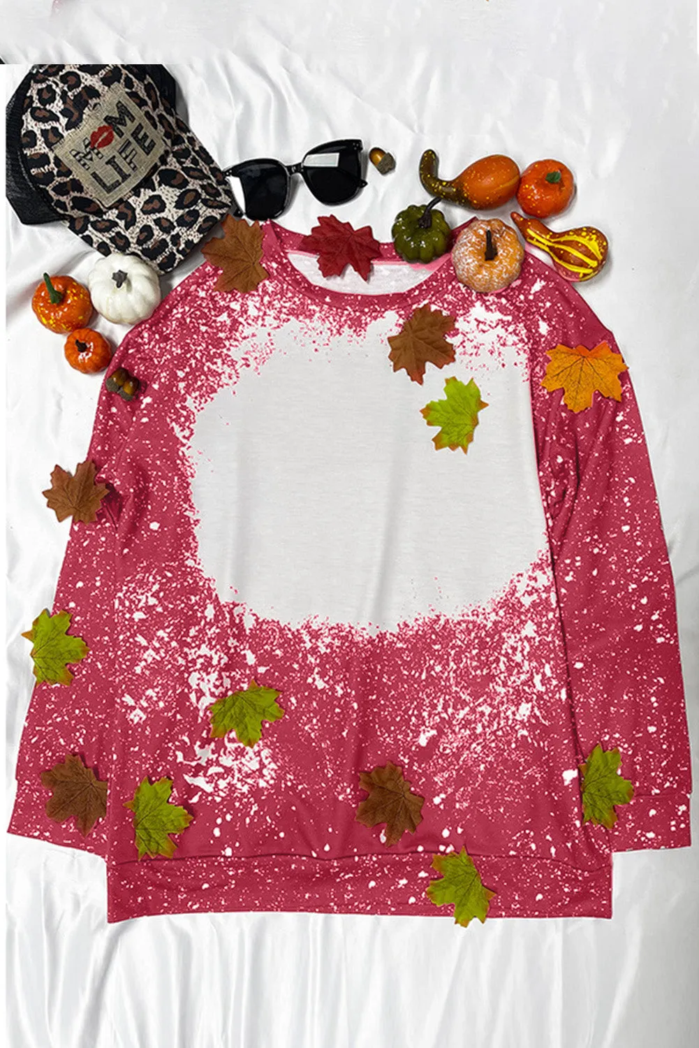 Fiery Red Tie-dyed Crew Neck Pullover Sweatshirt