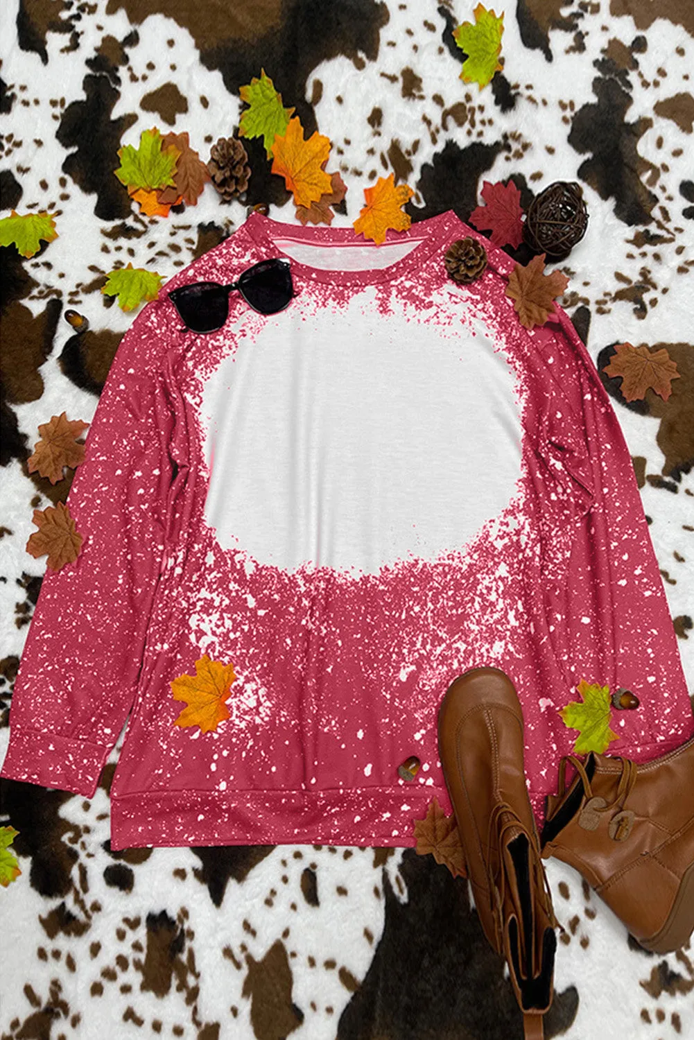 Fiery Red Tie-dyed Crew Neck Pullover Sweatshirt