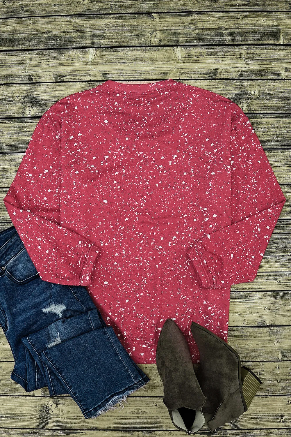 Fiery Red Tie-dyed Crew Neck Pullover Sweatshirt
