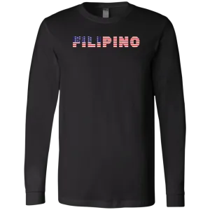 Filipino with US Flag Embedded Unisex Jersey Long Sleeve T-Shirt