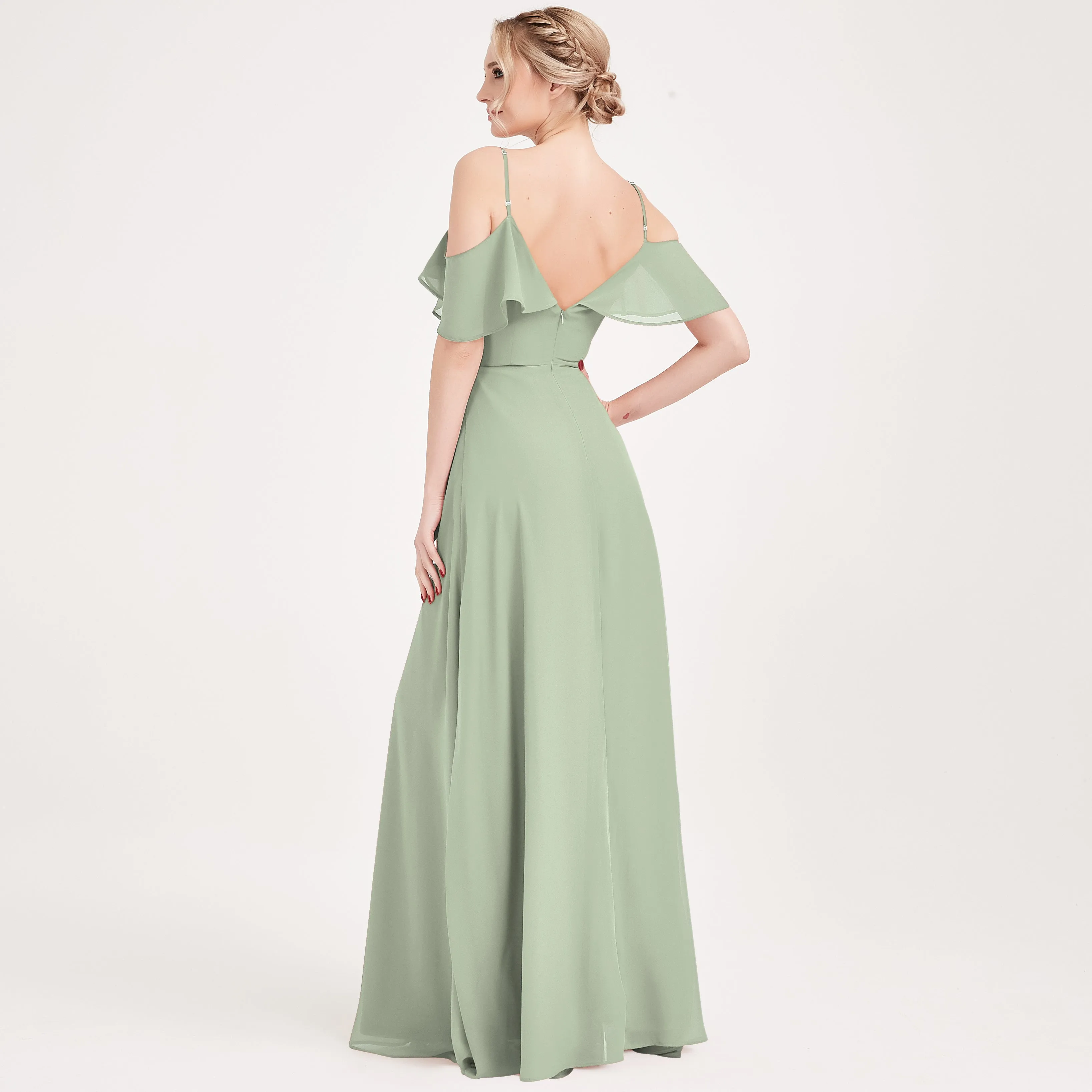 [Final Sale] 1 Of 3 Ways Convertible Bridesmaid Cinnamon Rose Chiffon A-Line Gown