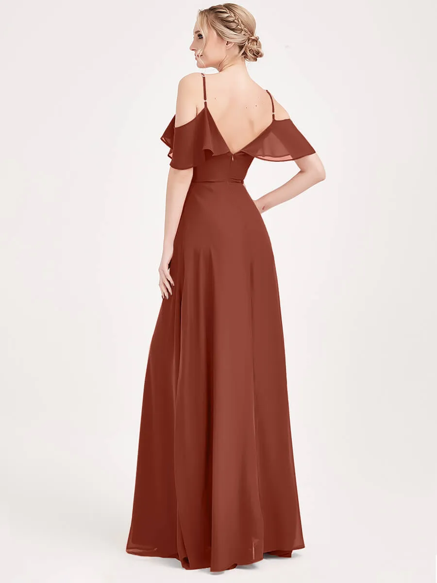 [Final Sale] 1 Of 3 Ways Convertible Bridesmaid Cinnamon Rose Chiffon A-Line Gown