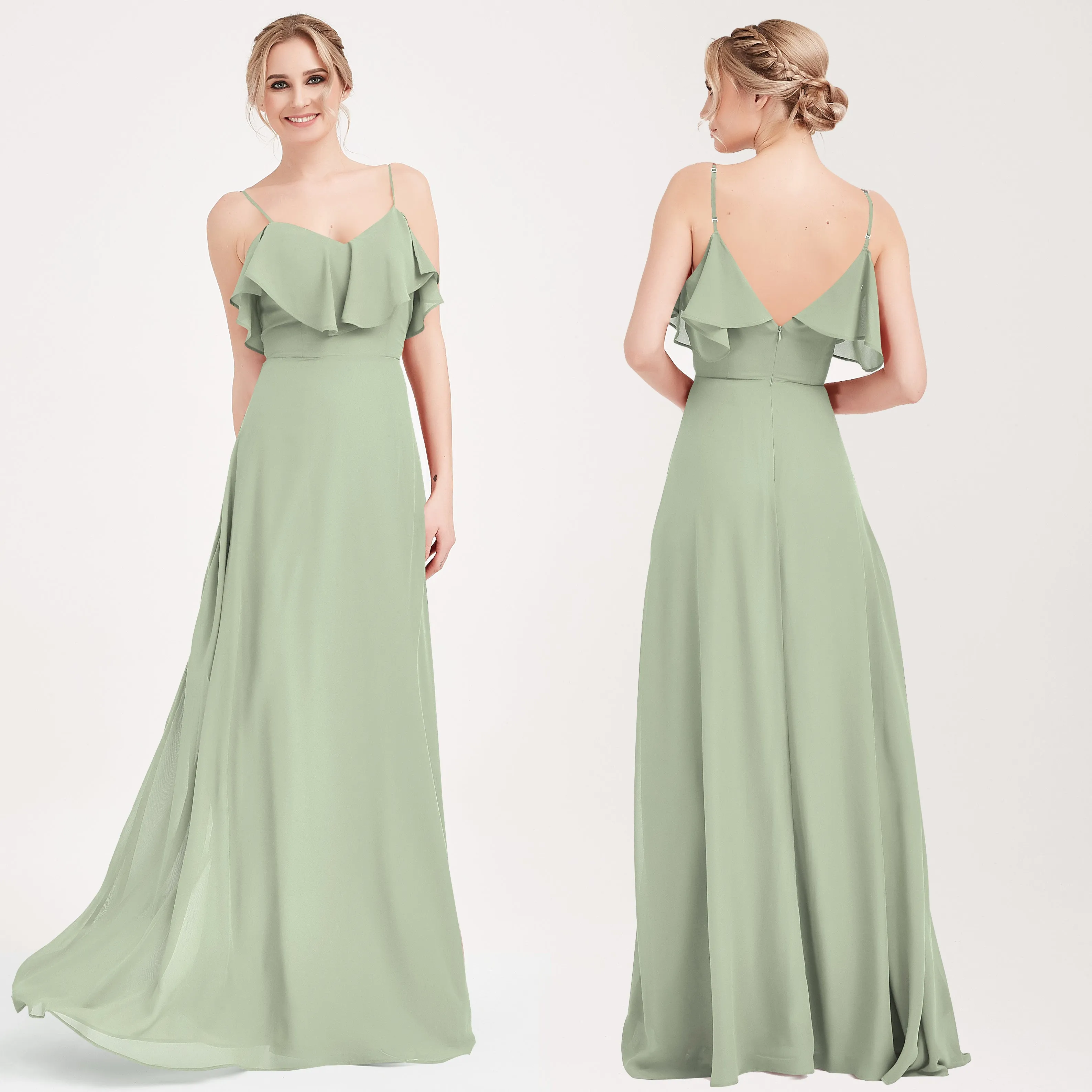 [Final Sale] 1 Of 3 Ways Convertible Bridesmaid Cinnamon Rose Chiffon A-Line Gown