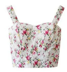 Floral Crop Top Women Camisole Dill Tank Top Female Cropped Tops Women's Black Cami Short Tops Vest Cropped Mothers