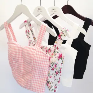 Floral Crop Top Women Camisole Dill Tank Top Female Cropped Tops Women's Black Cami Short Tops Vest Cropped Mothers