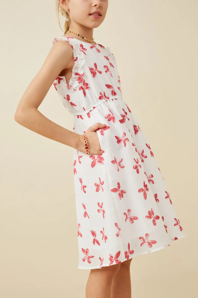 Floral Print Ruffled Tank Dress