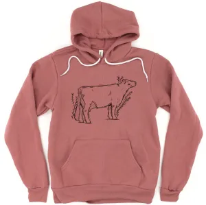 Floral Sketch Dairy Cow Hoodie (S-3XL) Unisex - Multiple Colors!