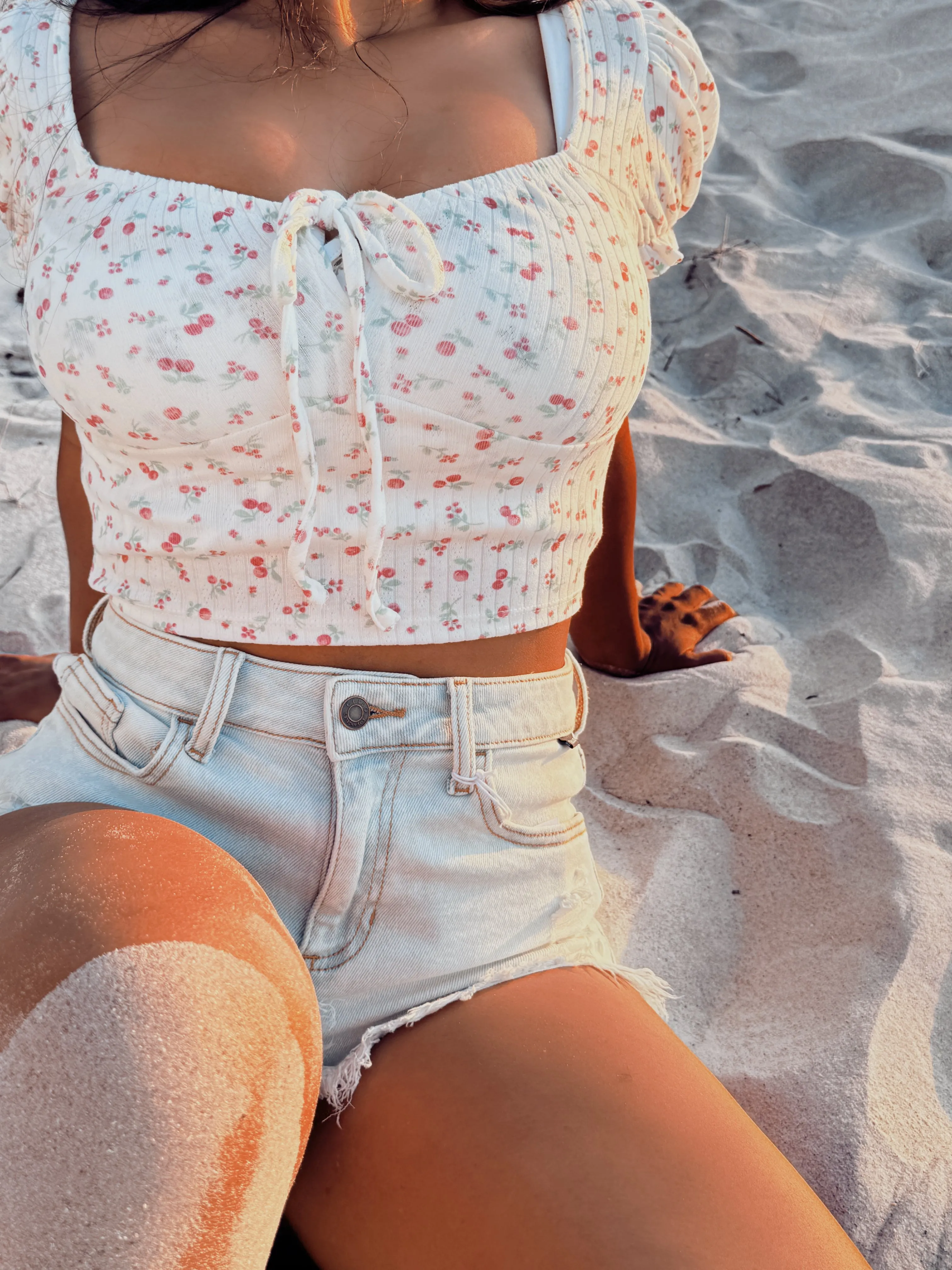 Floral Tie Knit Crop Top