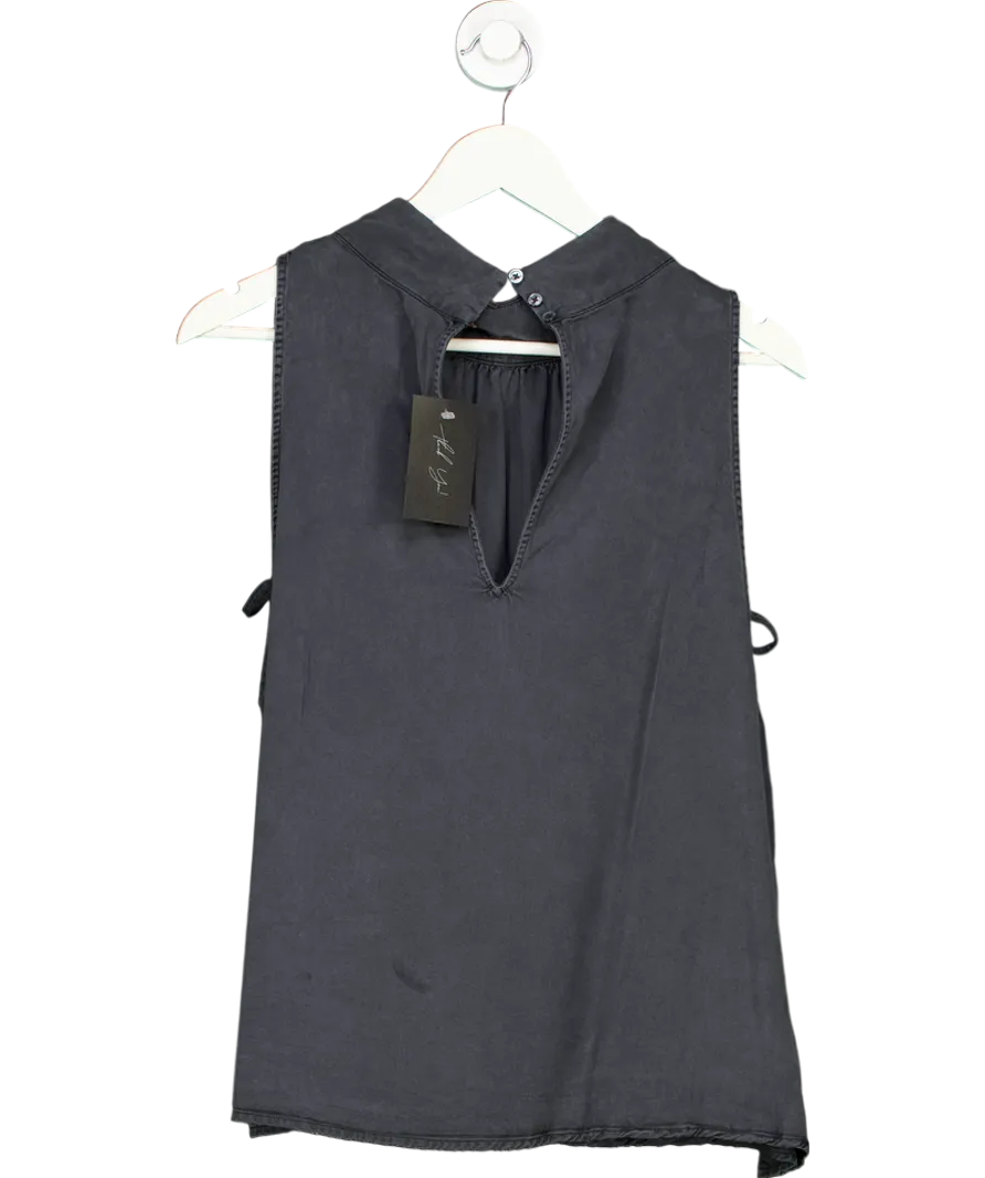 Free People Grey High Neck Cutout Tank Top UK M
