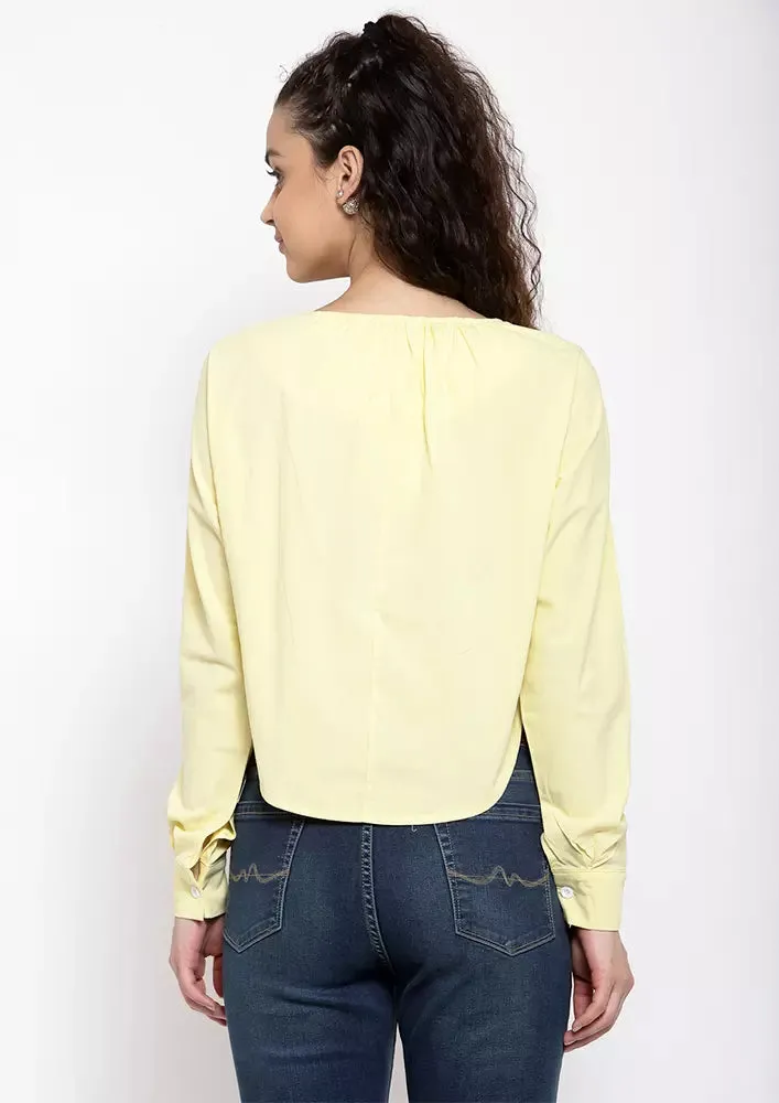 Front Twisted Cropped Shirt