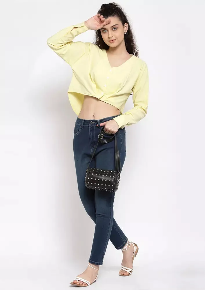 Front Twisted Cropped Shirt