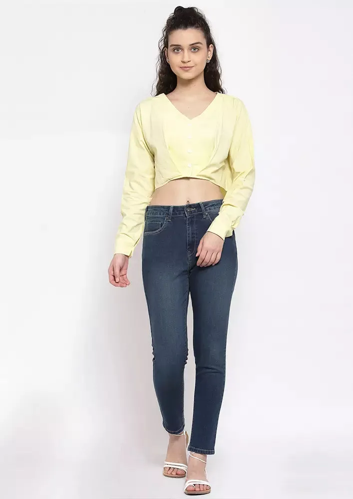 Front Twisted Cropped Shirt