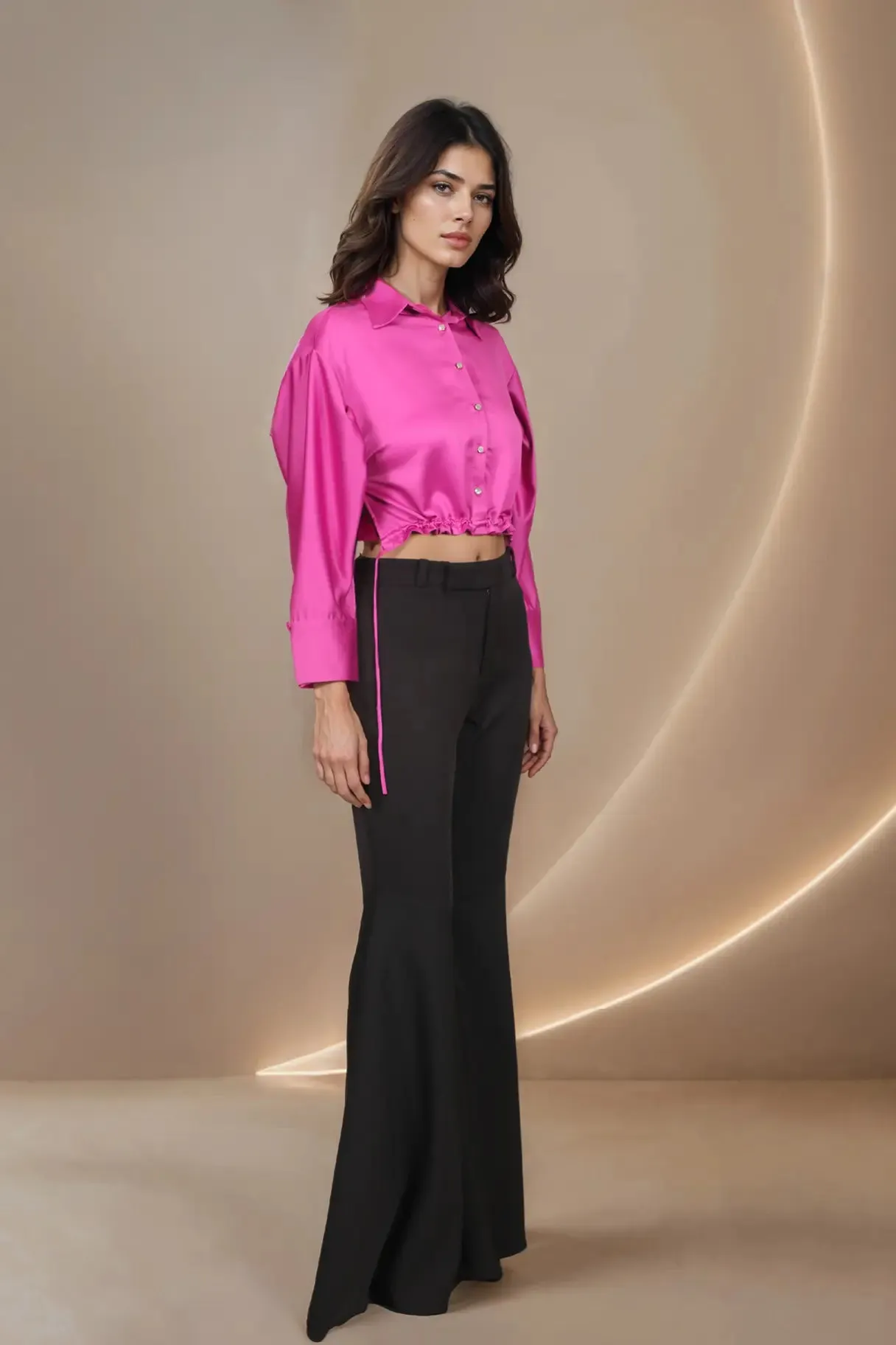 Fuschia Cropped Shirt