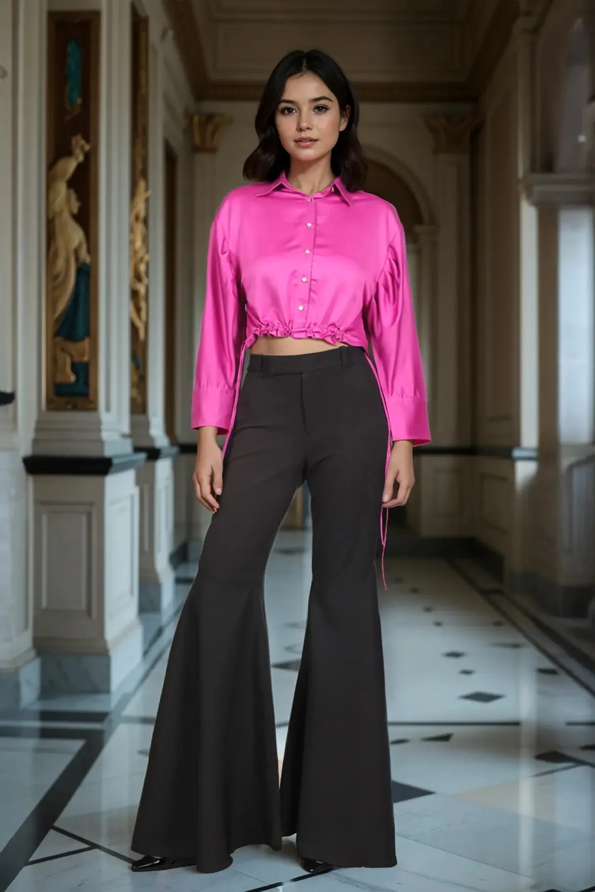 Fuschia Cropped Shirt