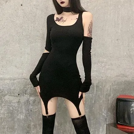 Garter Slim Black Dress SD00869
