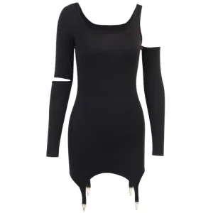 Garter Slim Black Dress SD00869