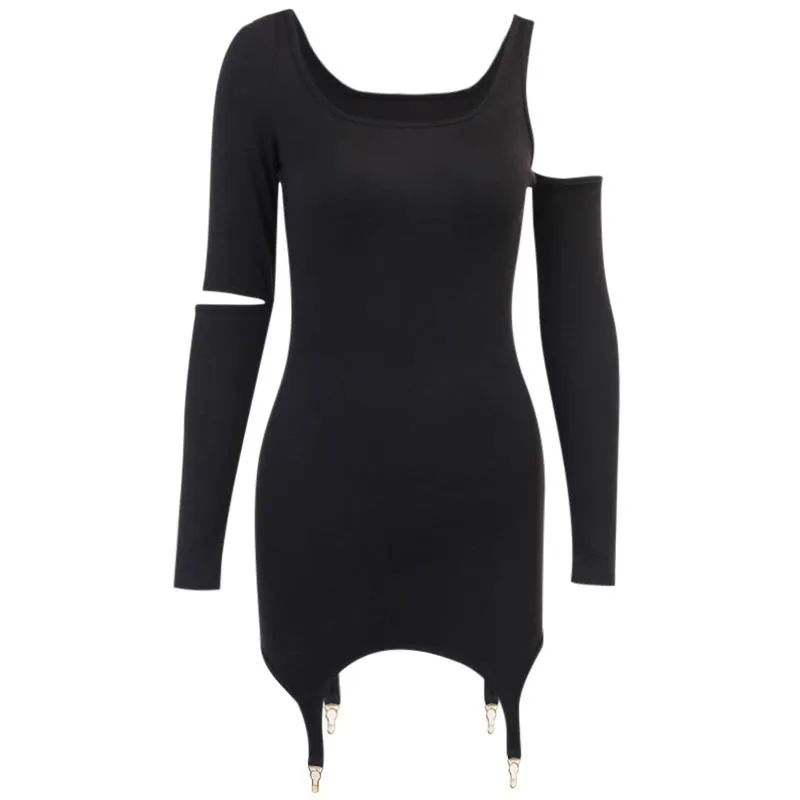 Garter Slim Black Dress SD00869