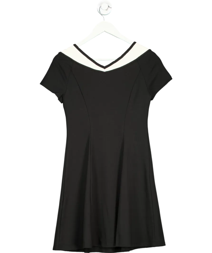 Goelia Black V-neck Slim Patchwork Mini Dress UK 8