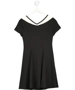 Goelia Black V-neck Slim Patchwork Mini Dress UK 8