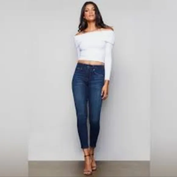 Good American Good Legs Cropped Distressed Skinny Jeans 0/25