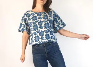 Gorman blue print cropped top size 6, fits 6 and 8