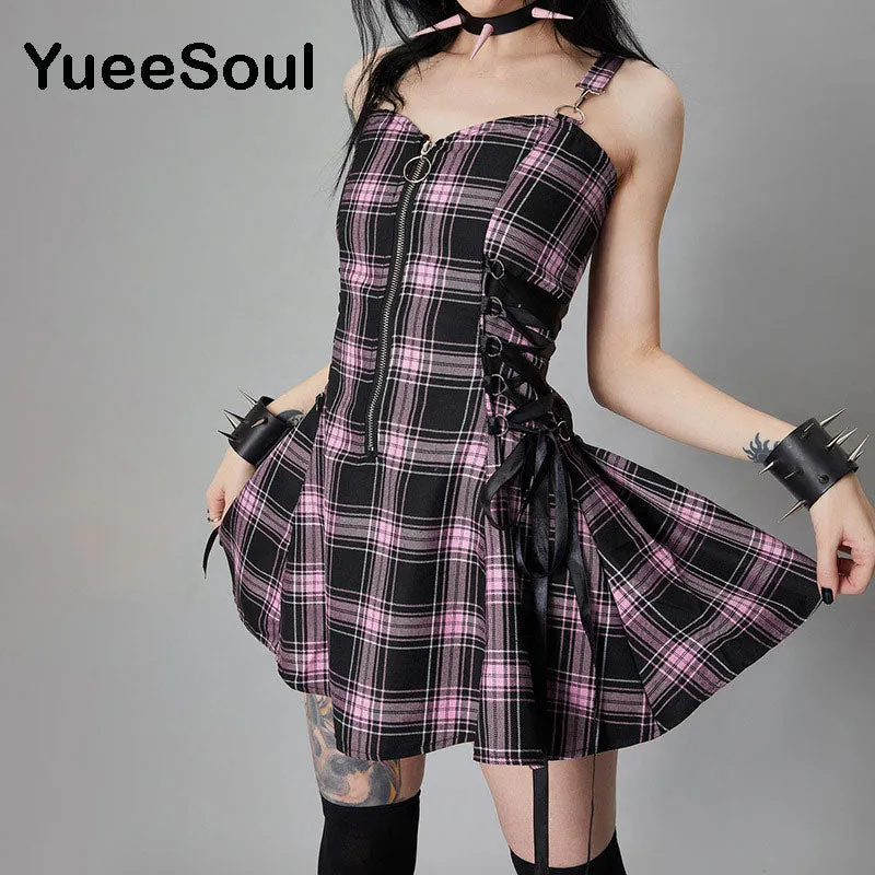 Gothic Lace Trim High Waist Bodycon Mini Dress