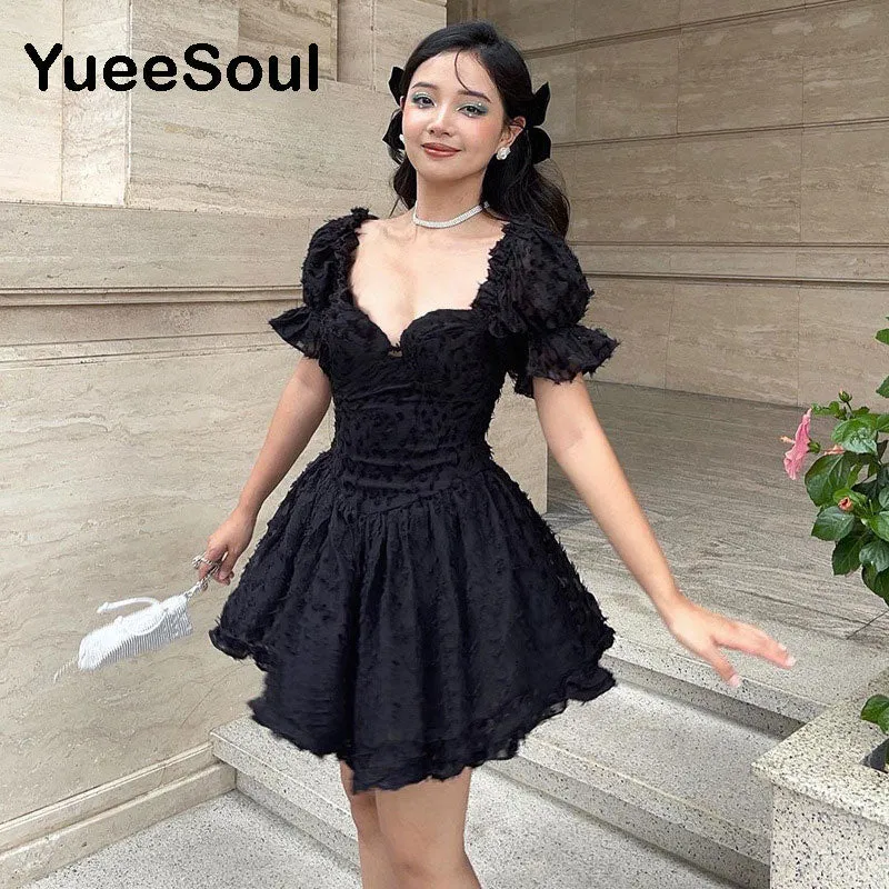 Gothic Lace Trim High Waist Bodycon Mini Dress