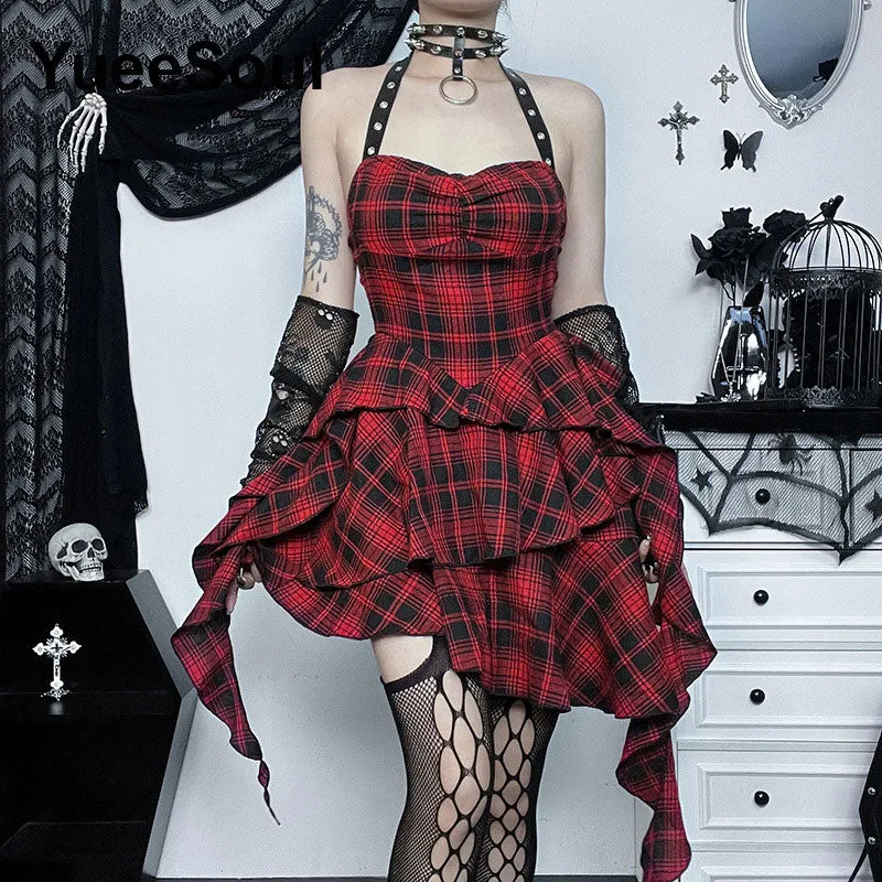 Gothic Lace Trim High Waist Bodycon Mini Dress