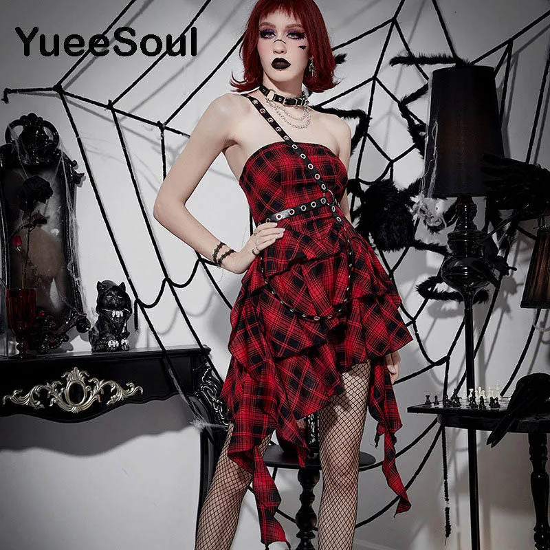 Gothic Lace Trim High Waist Bodycon Mini Dress