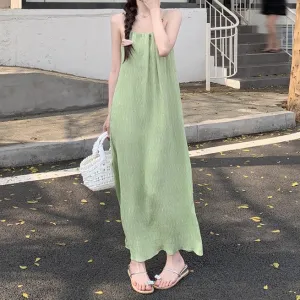 Green Textured Slip Dress