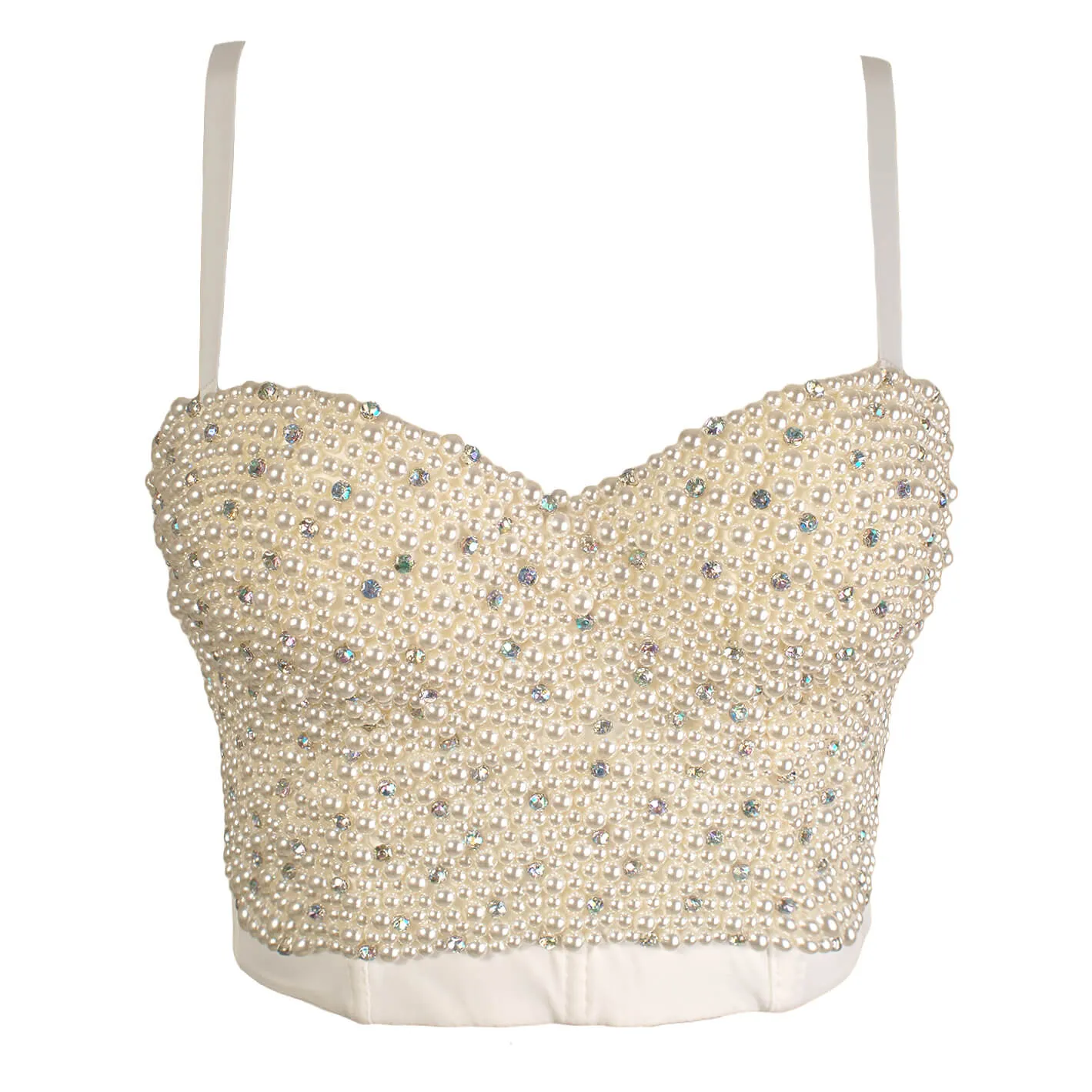 Handmade Pearls Jewel Diamond Bralet Women's Bustier Top